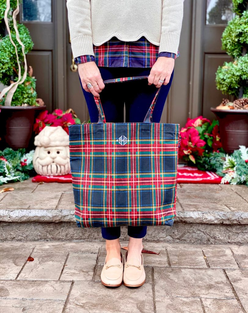 tartan j crew bag