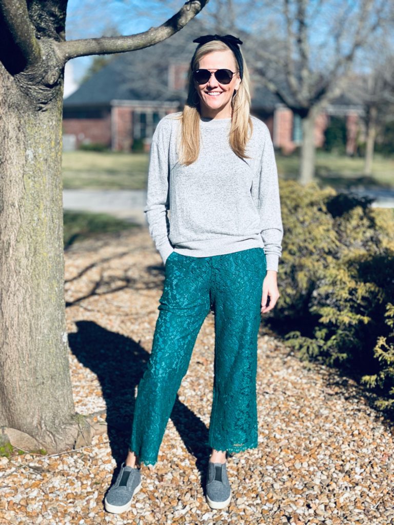 J Crew lace pants casual style