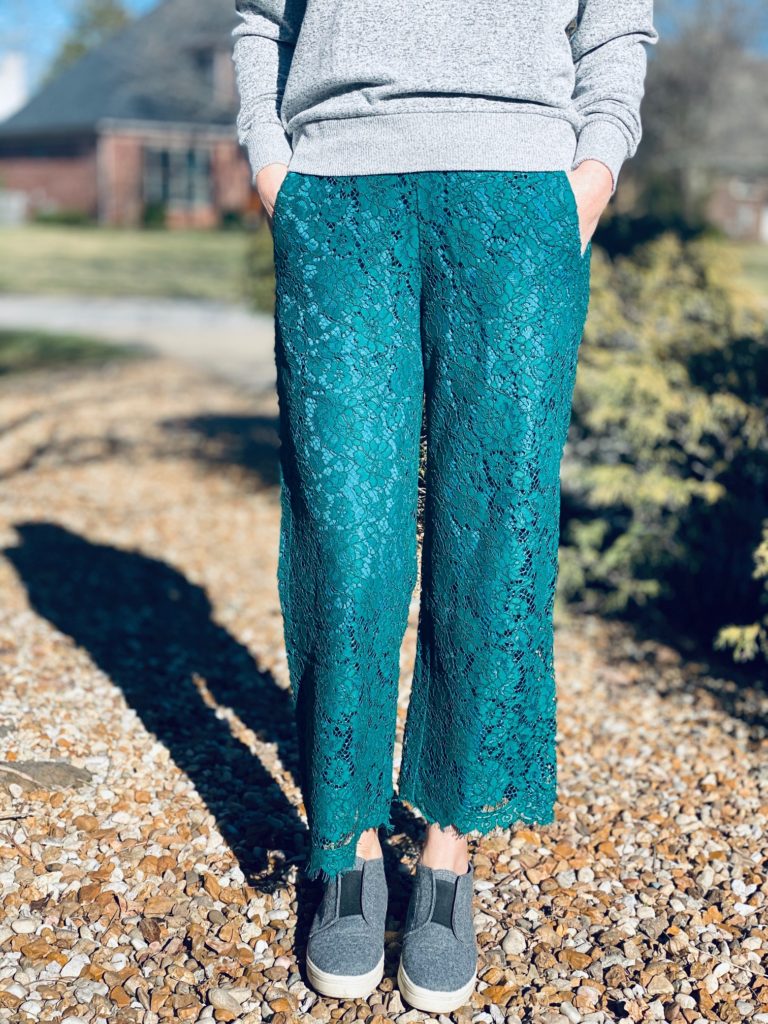 j crew lace pants casual style