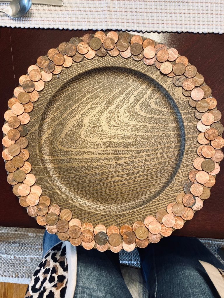 DIY Penny plate charger
