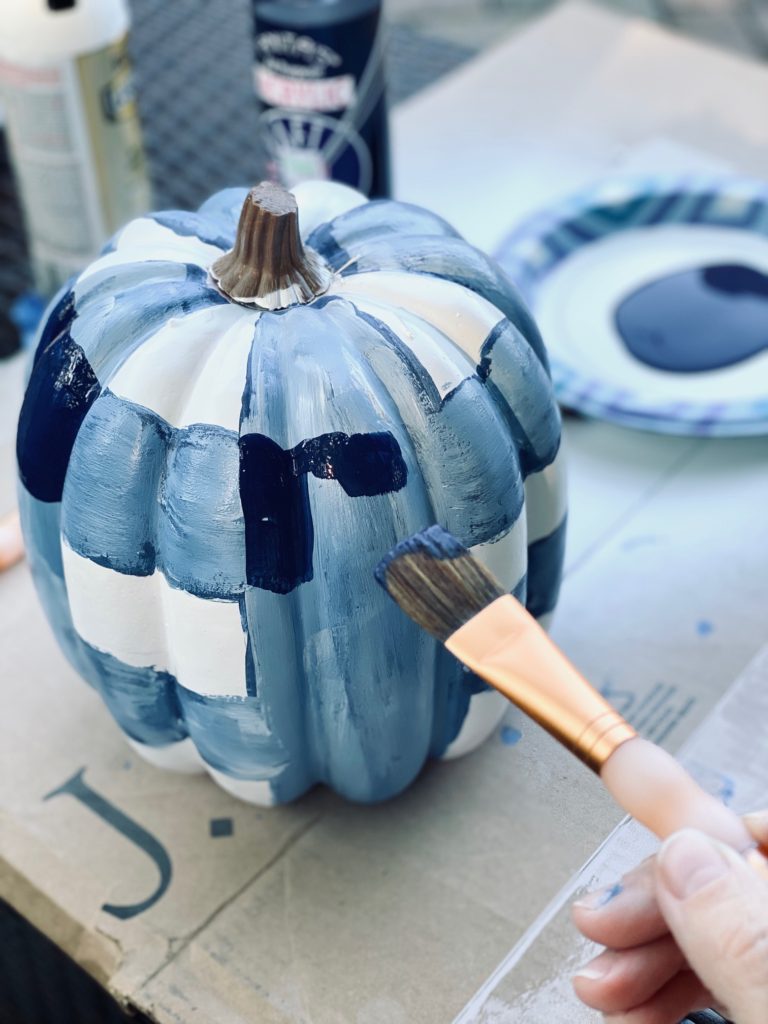 gingham pumpkin DIY