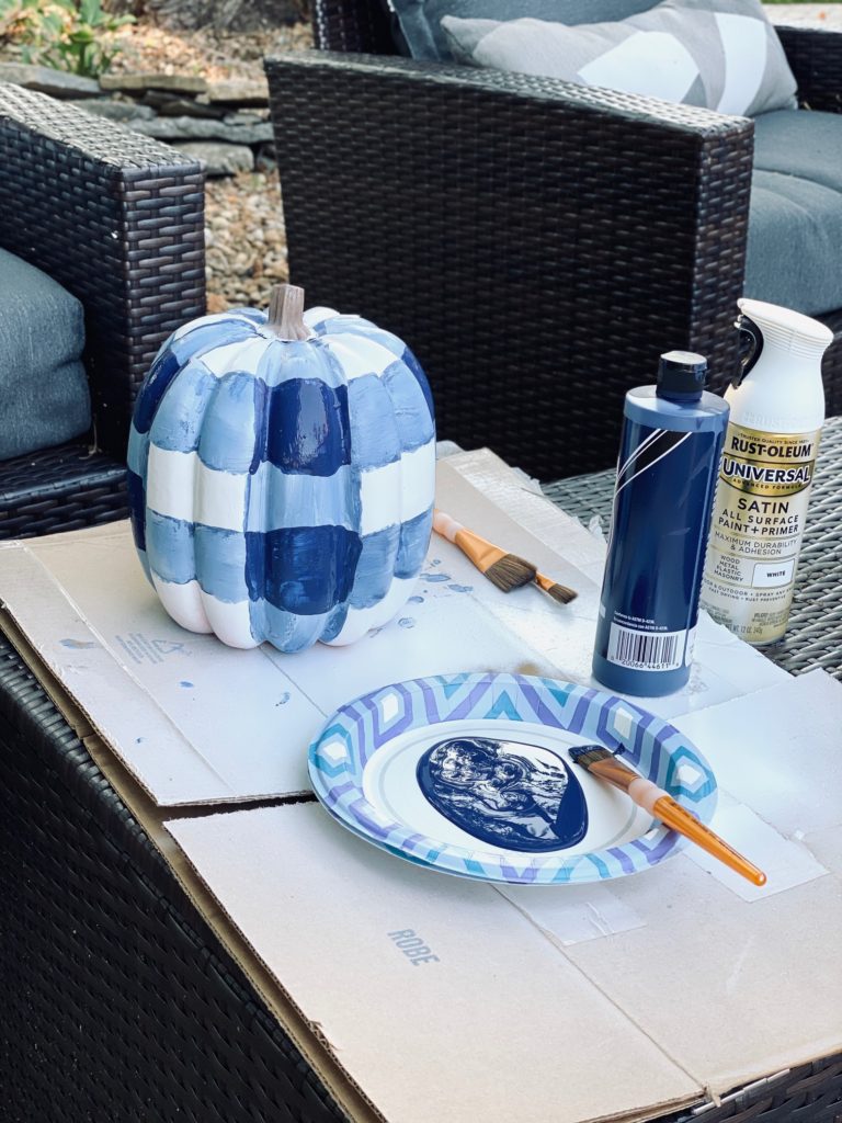 gingham pumpkin DIY