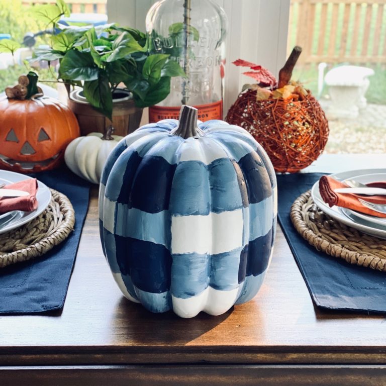 gingham pumpkin DIY