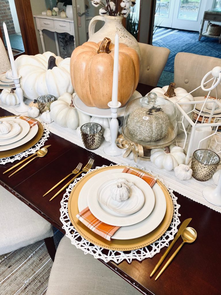 Fall pumpkin tablescape