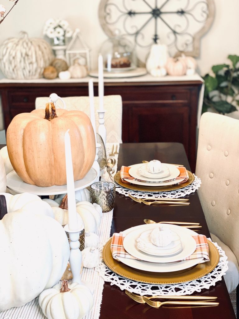 Fall pumpkin tablescape