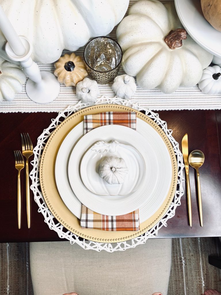 Fall pumpkin tablescape