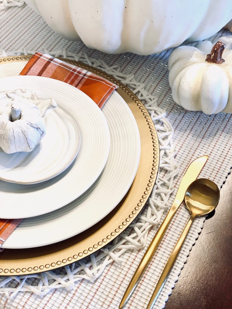 Fall pumpkin tablescape