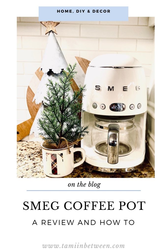 White SMEG coffee pot on counter